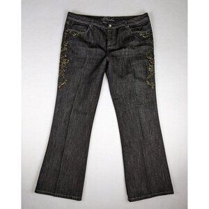 Pashu Women's Jeans Size 14 Gray-Black Shimmer Beaded Embellished Boot Cut